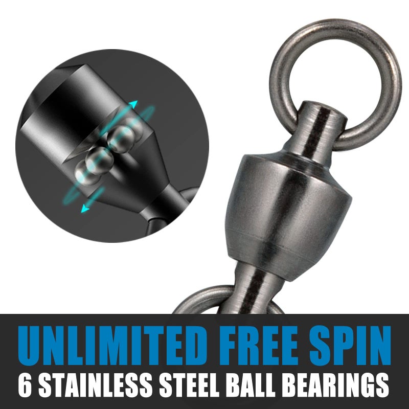 Dr.Fish 20 Pack Ball Bearing Fishing Swivels, Swivels Fishing Tackle Saltwater, Freshwater Stainless Heavy Duty Lure Leader Line Connector #6 - Image 4
